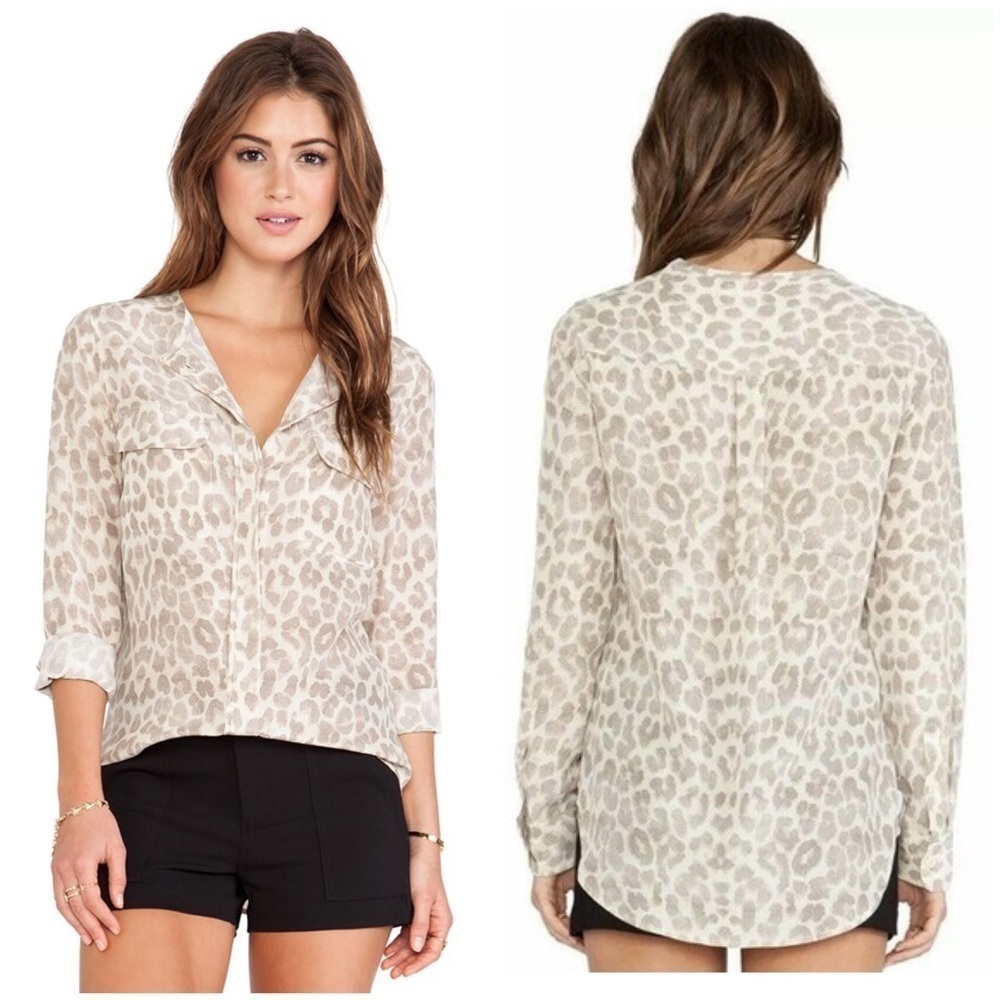 Equipment femme • Lynn Mischievous Leopard Print Blouse in Nature White